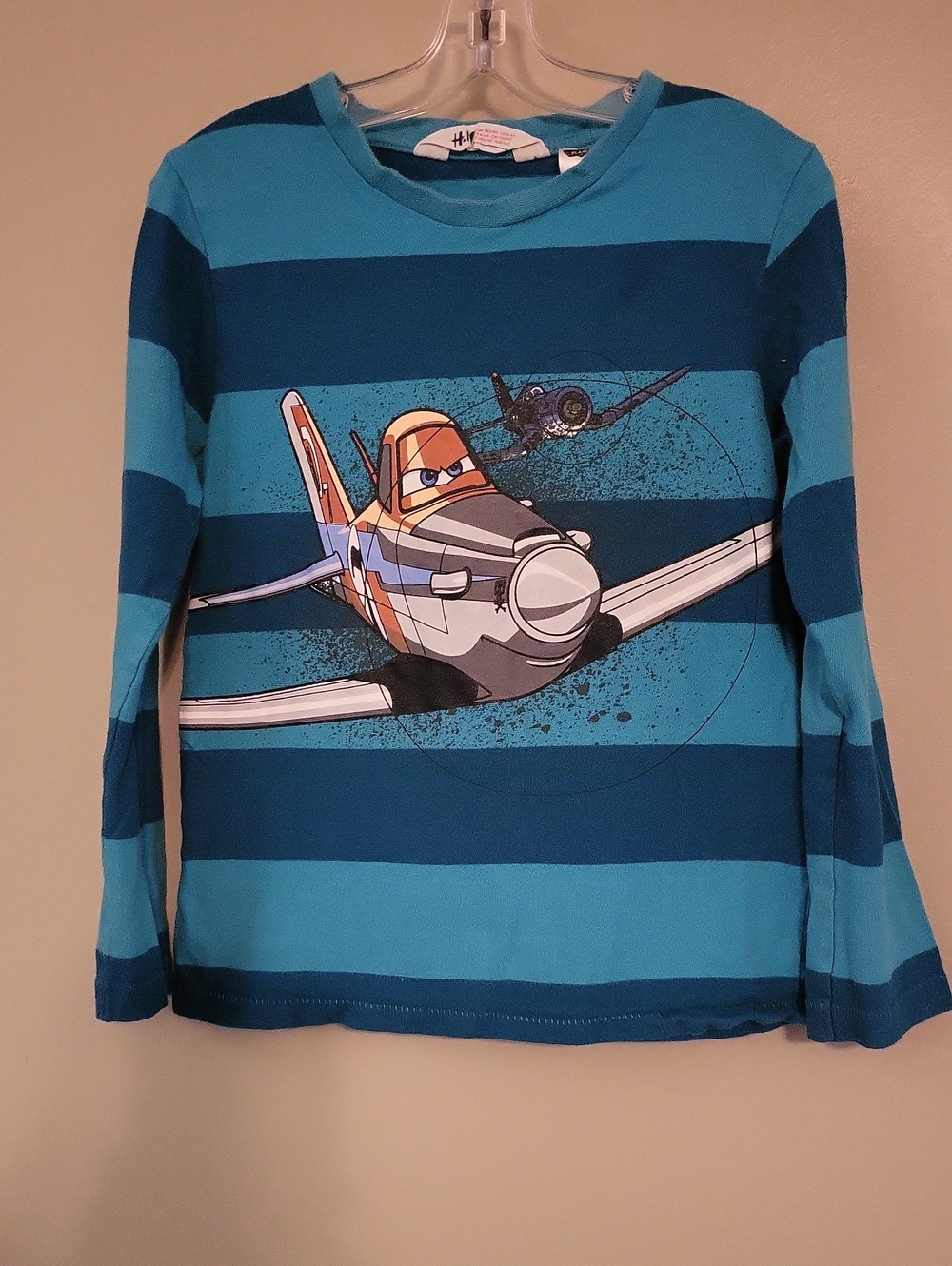 Disney Planes teal striped long sleeve tee shirt